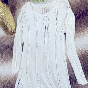 Easel Brand Knit Beach Coverup Dress White